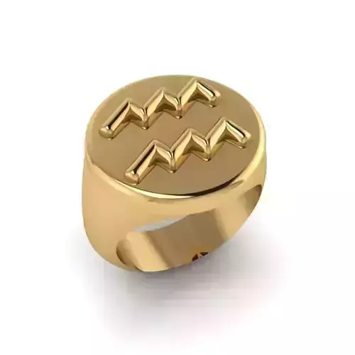 Zodiac sign ring Aquarius 3D print model