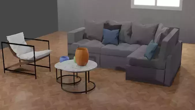 Sofa with modern chair and beautiful center