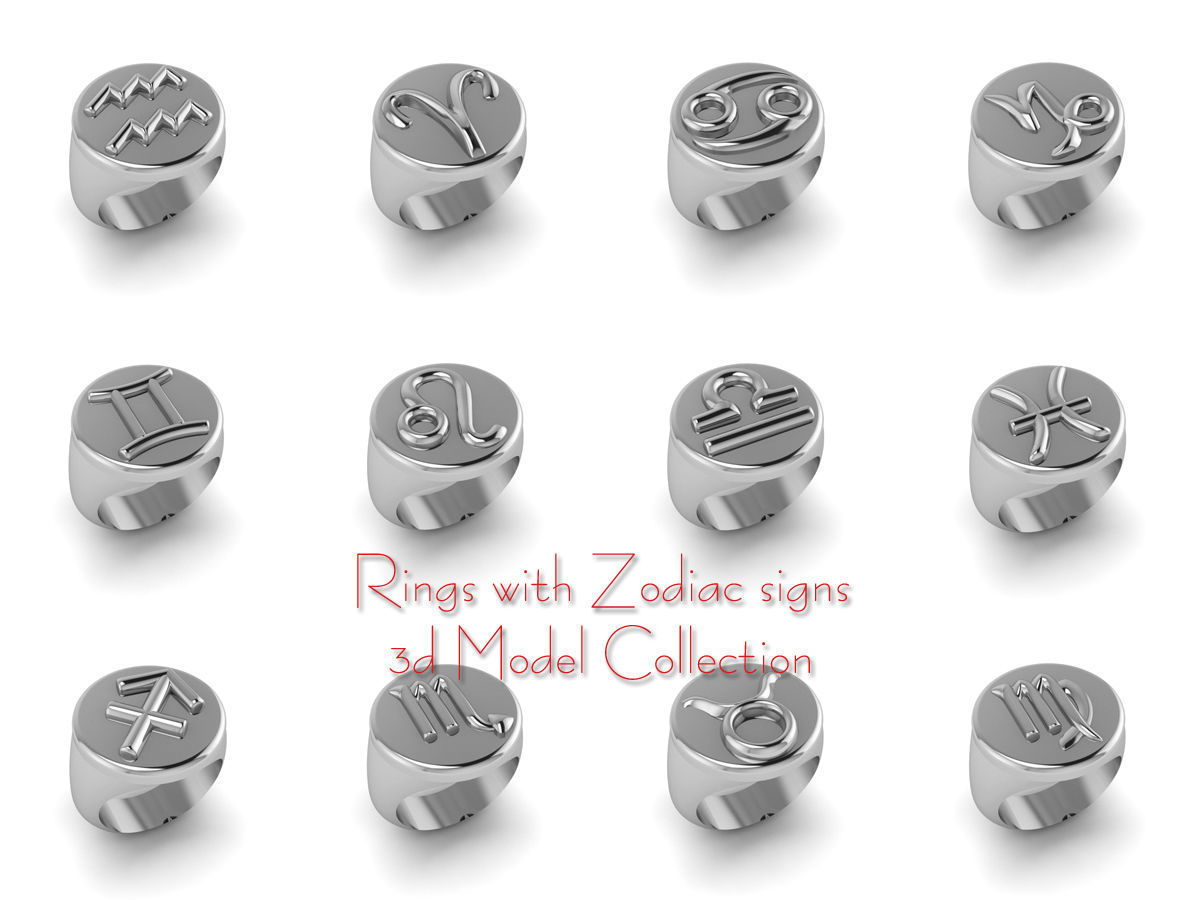 Rings with Zodiac signs 3D Model Collection_2
