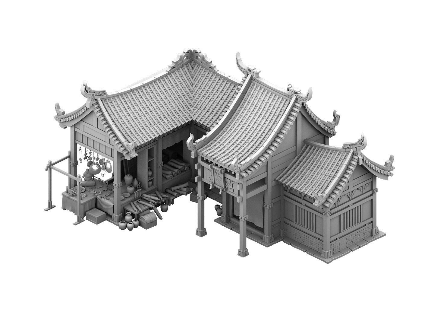 Building - money shop 3D model_2