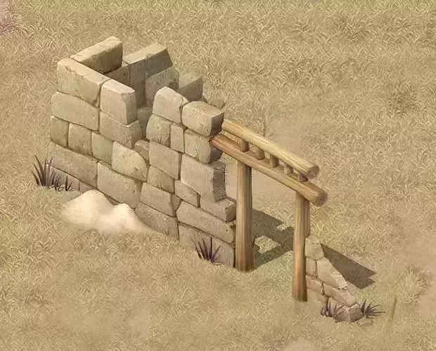 Cartoon version - village ruins