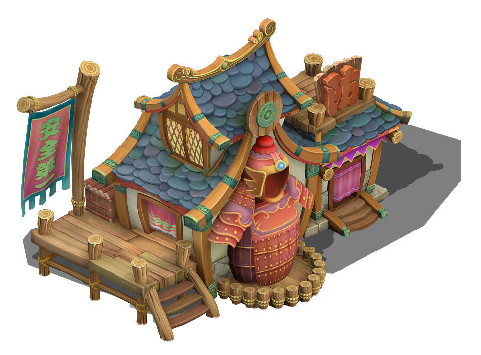 Cartoon version - armor shop 3D model_3