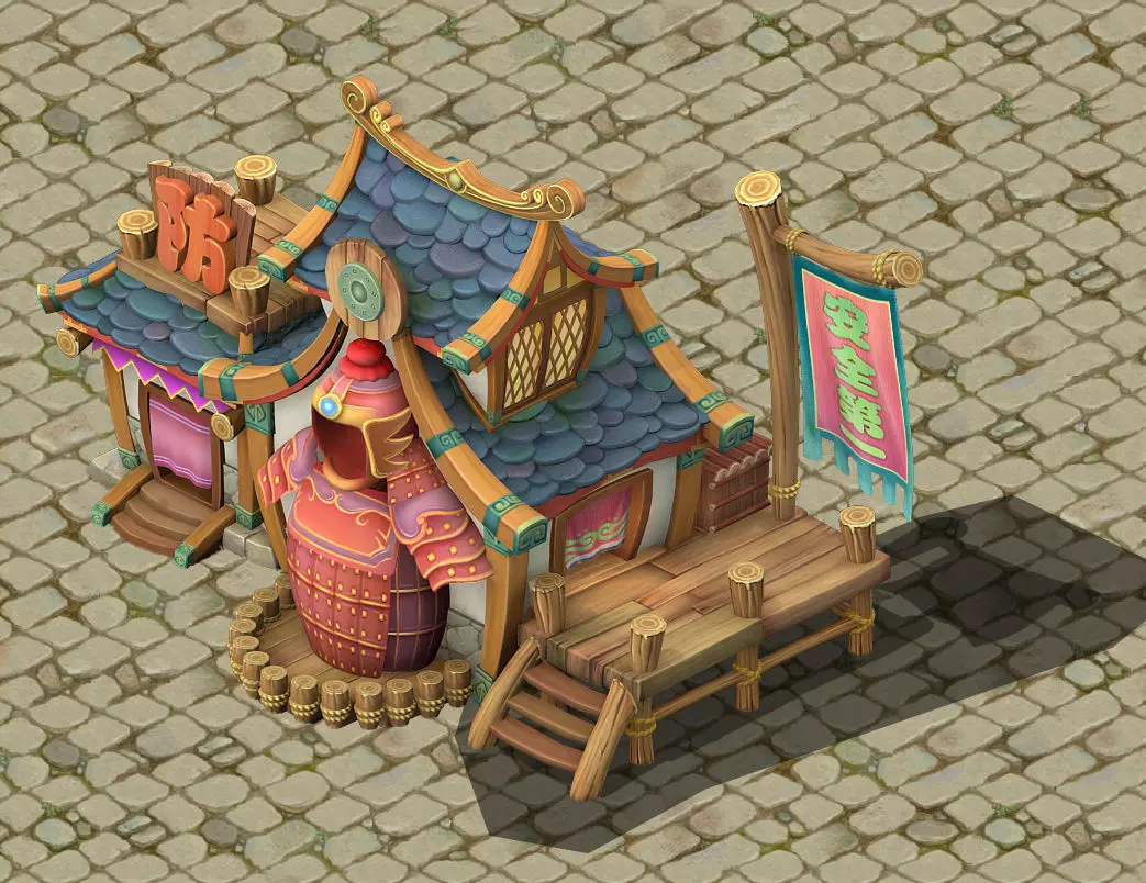 Cartoon version - armor shop 3D model_0