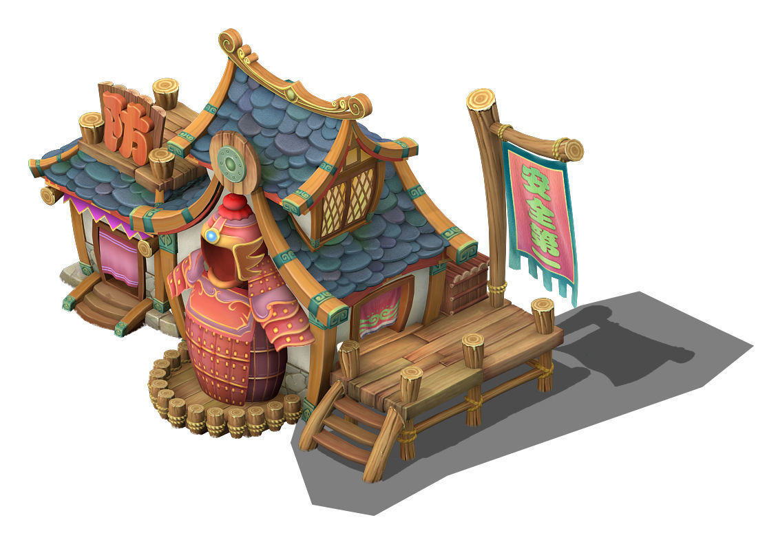 Cartoon version - armor shop 3D model_1