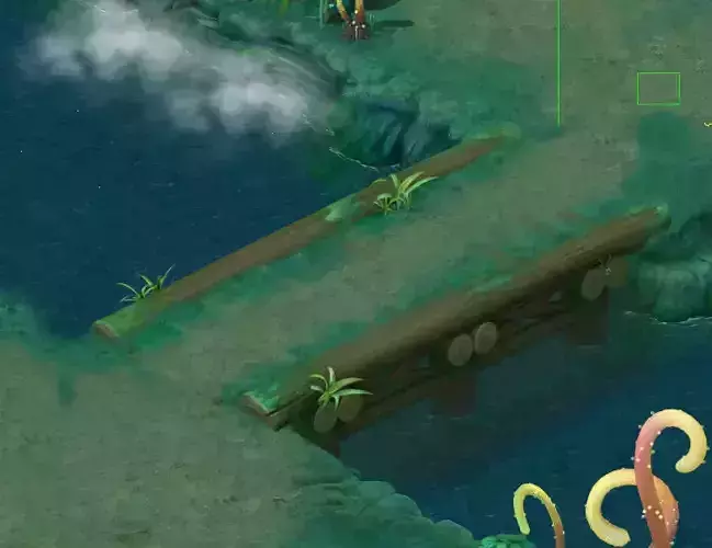 Cartoon version - stems straight wooden bridge