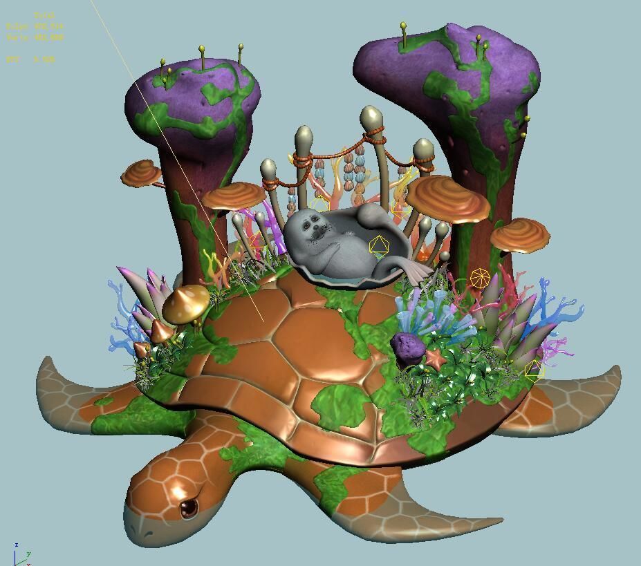 Cartoon version - seabed entrance 3D model_2