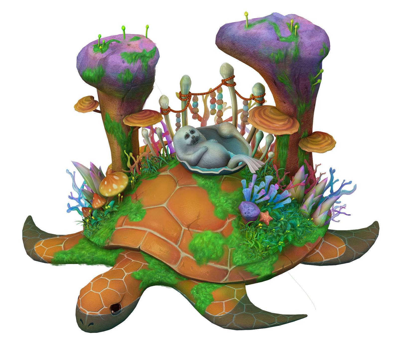 Cartoon version - seabed entrance 3D model_1