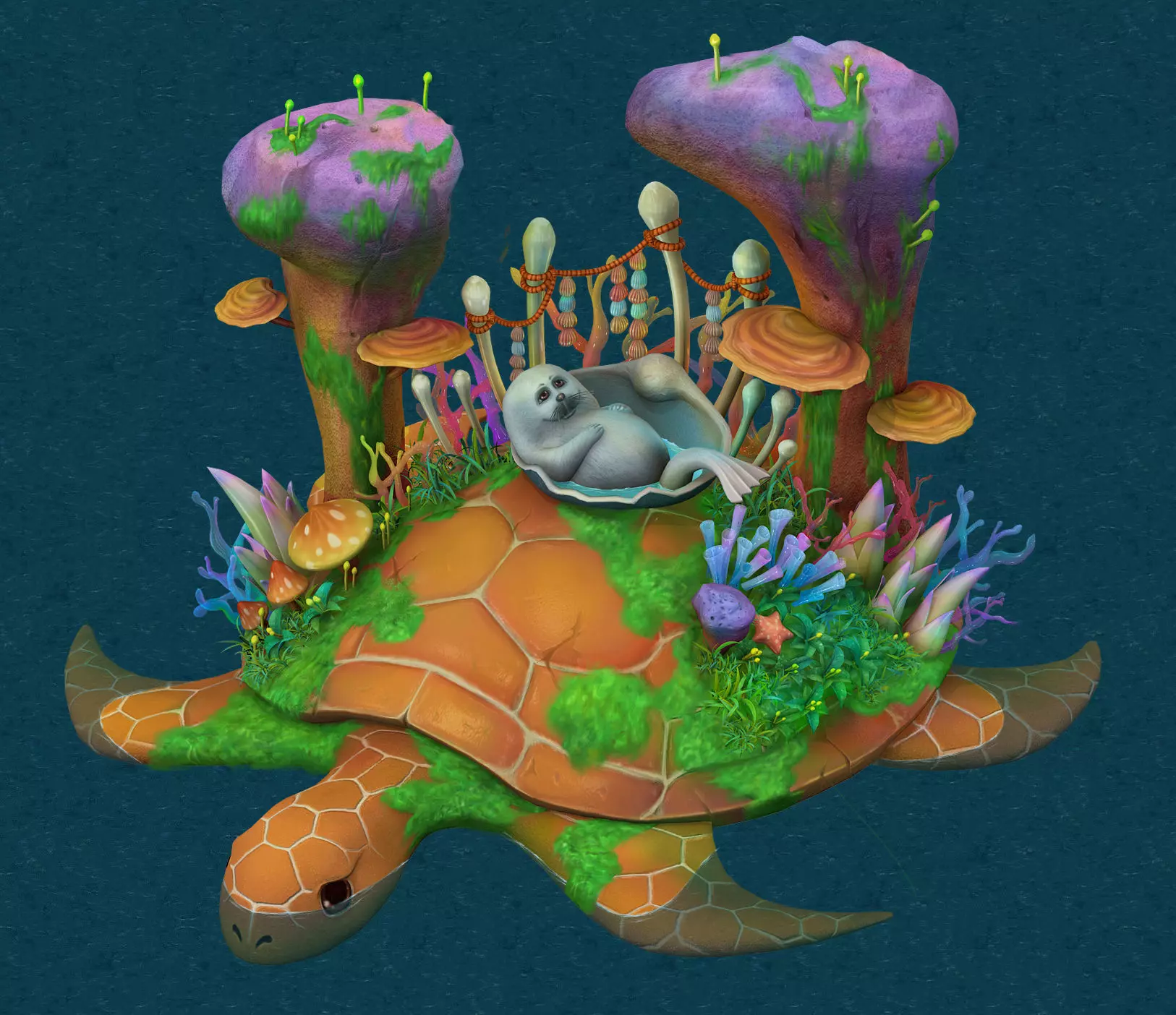 Cartoon version - seabed entrance 3D model_0