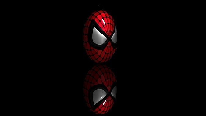 Spiderman Head Keychain Red with Black Lines 3D print model