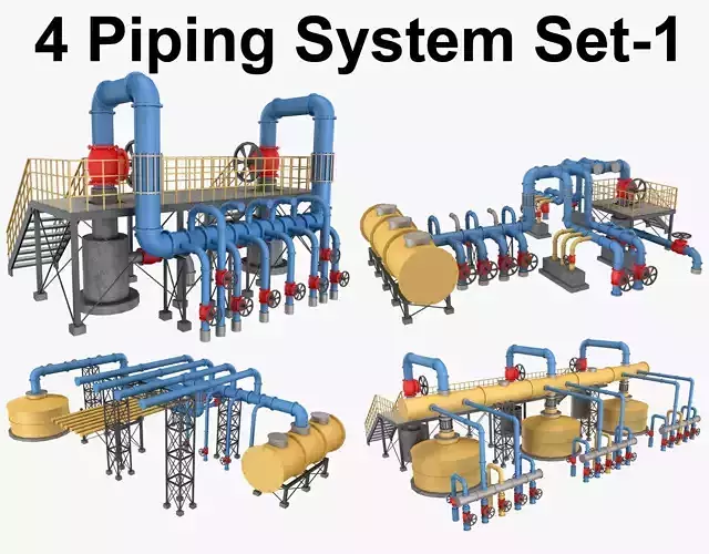 4 Piping System Set 1 3D model