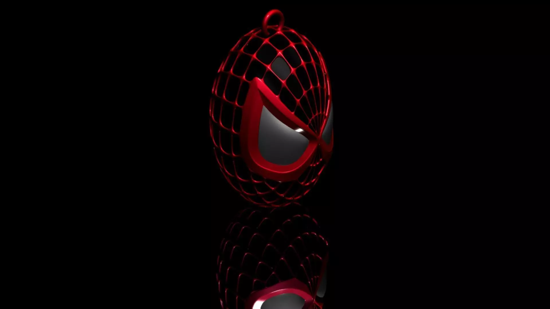 Spiderman Head Keychain Black with Red Lines 3D print model