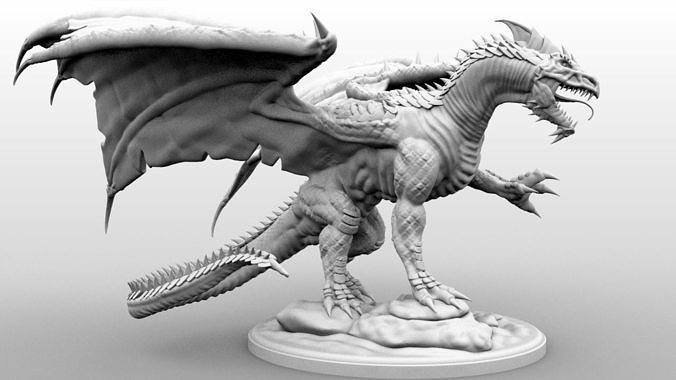 White Dragon - Gargantuan Miniature - High Resolution  3D print model