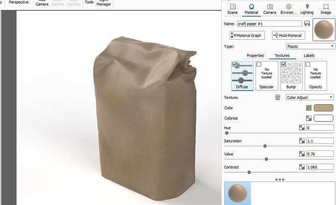Flour Bag 3d model Low-poly 3D model 7