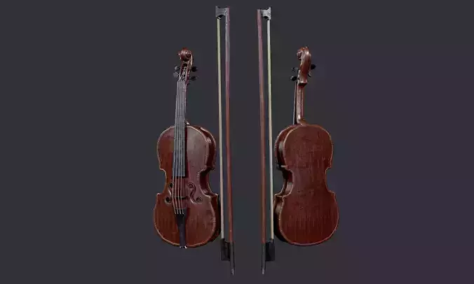 Violin Instrument Game Ready 02 Low-poly 3D model