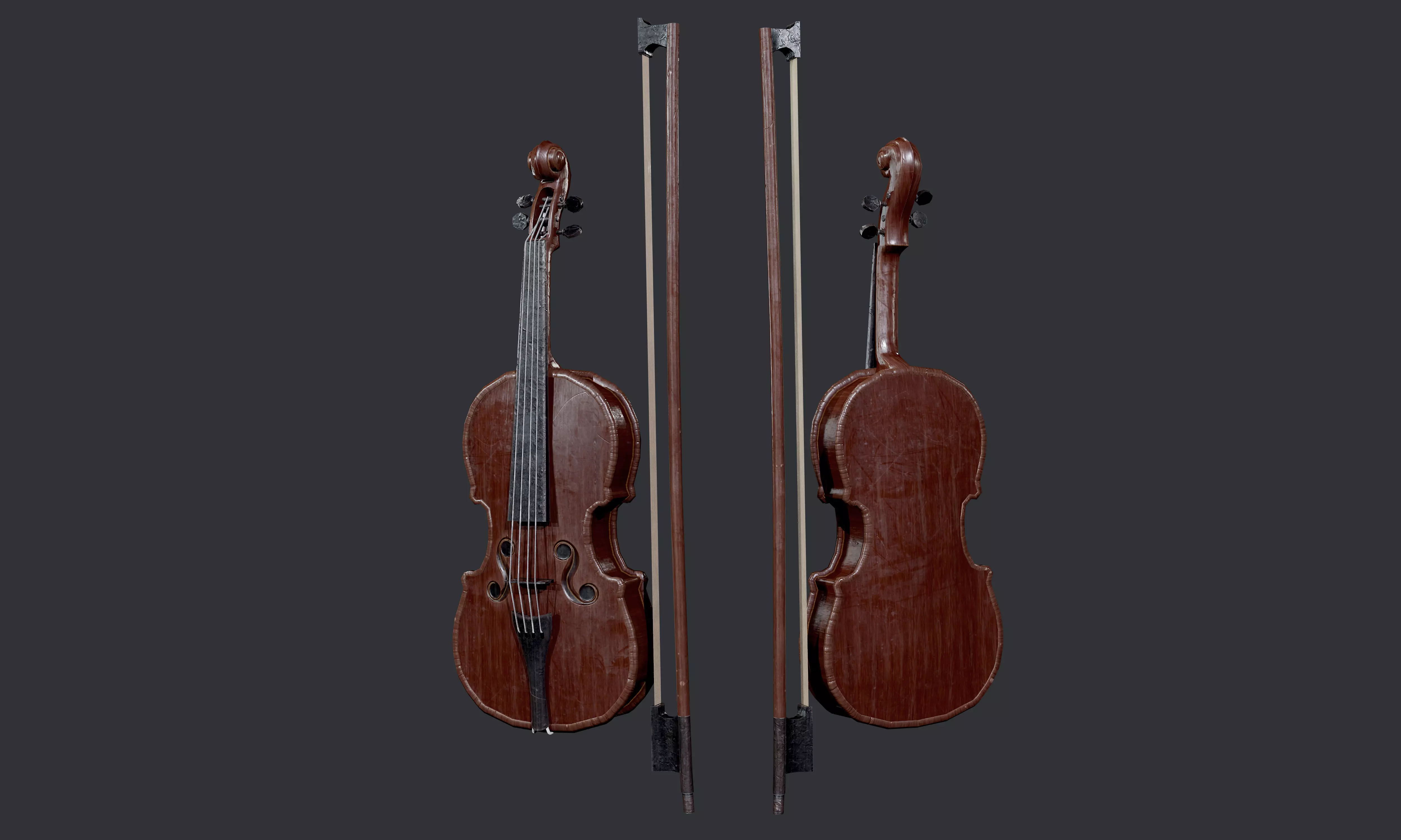 Violin Instrument Game Ready 02 Low-poly 3D model_0