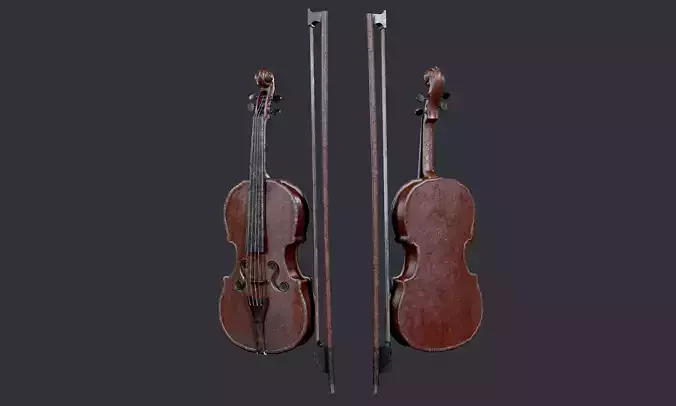 Violin Instrument Game Ready 03 Low-poly 3D model
