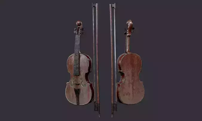 Violin Instrument Game Ready 05 Low-poly 3D model