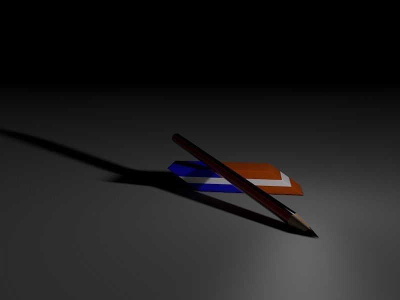 Pencils and Eraser Low-poly 3D model