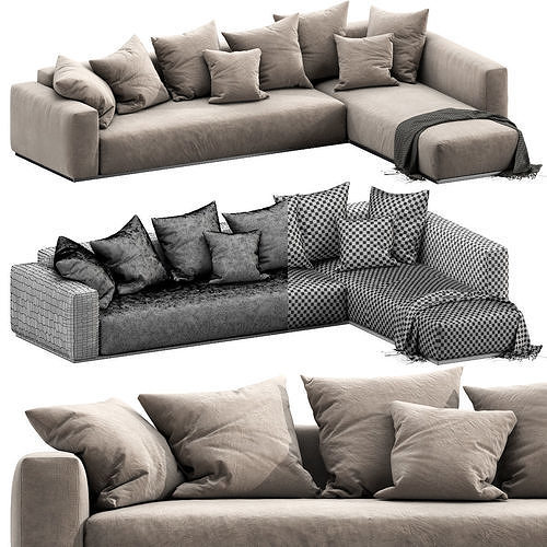 Flexform Lario Chaise Lounge 3D model 5