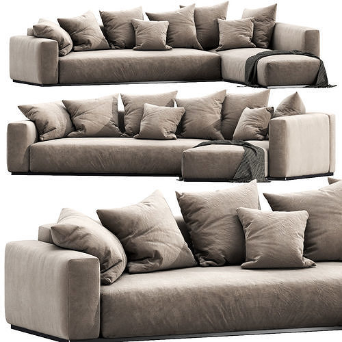 Flexform Lario Chaise Lounge 3D model 2