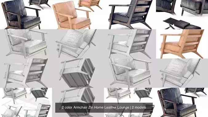 2 color Armchair Zin Home Leather Lounge