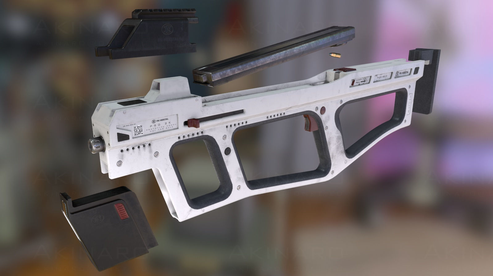 FN P90 2K prototype Low-poly 3D model_7