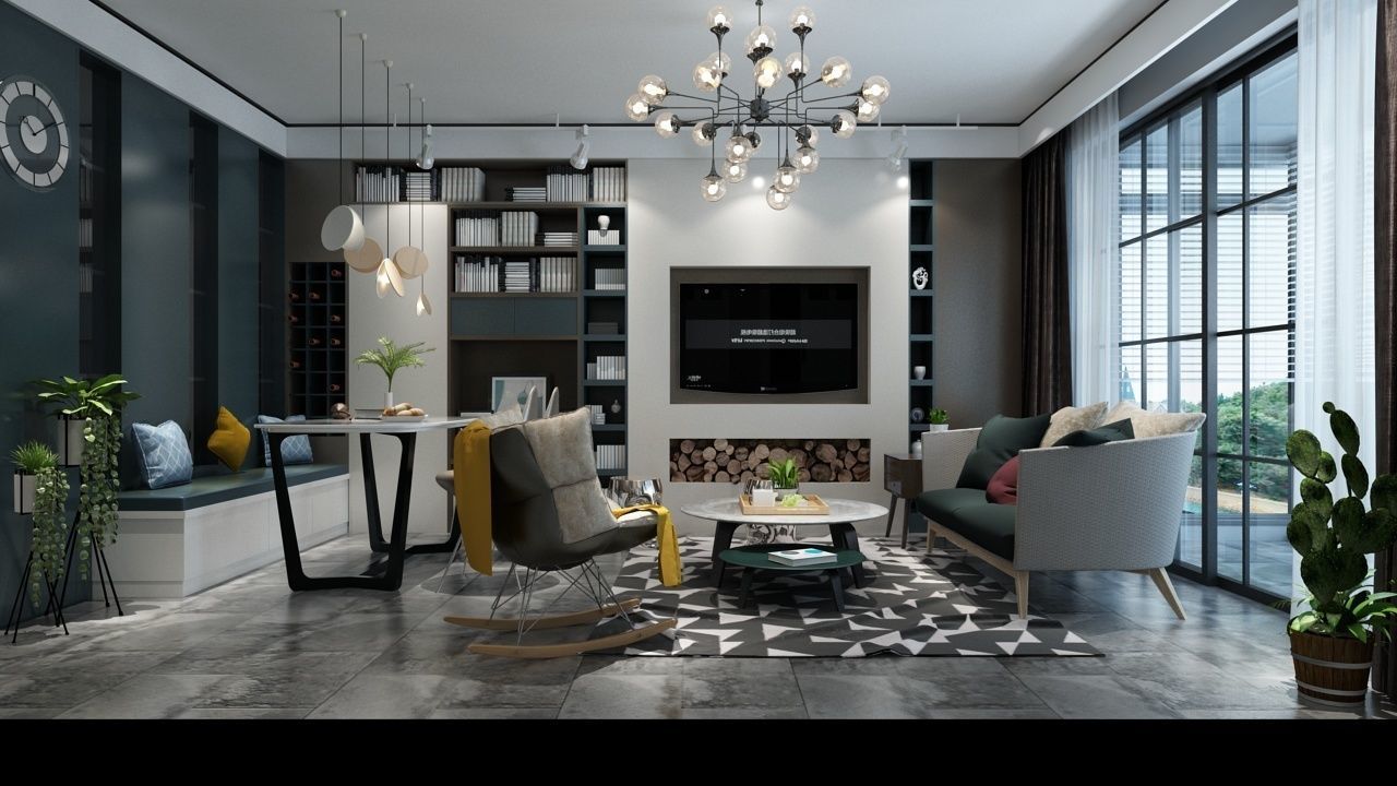 Modern Minimal Livingroom 3D Model 3D model_1