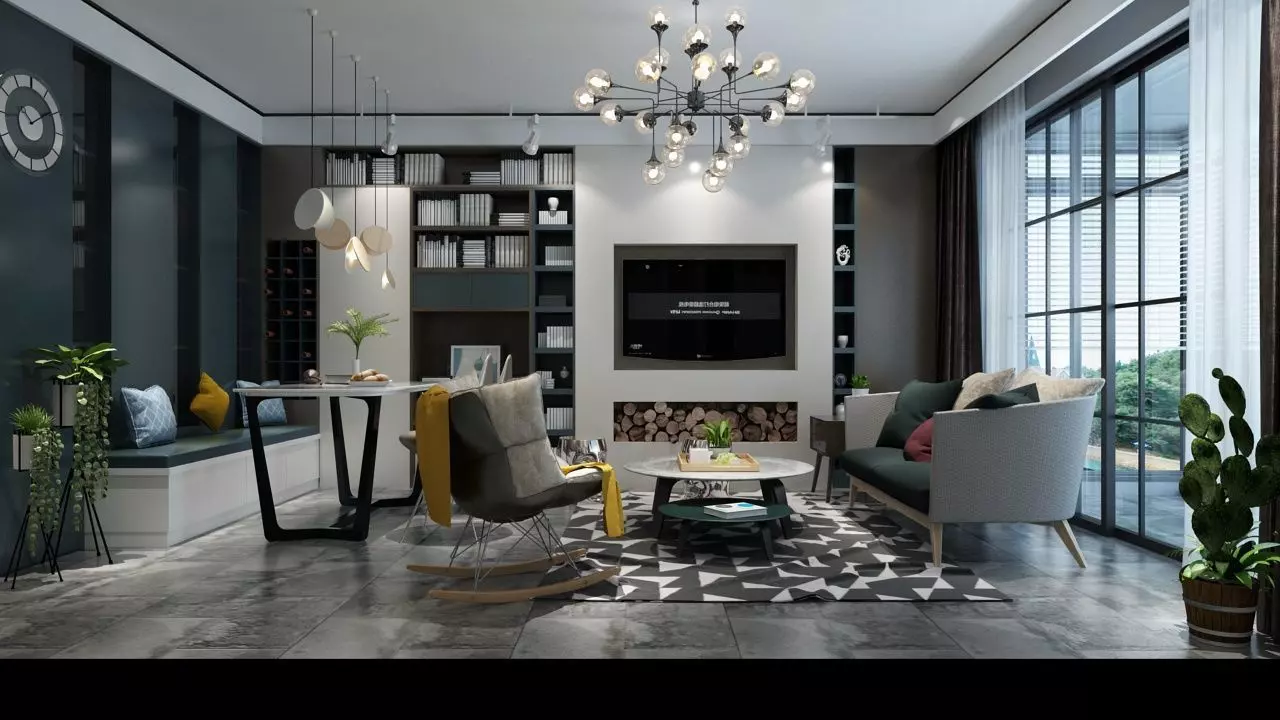 Modern Minimal Livingroom 3D Model 3D model_0