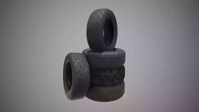 Low poly Tire 02 PBR Game-ready   Low-poly 3D model