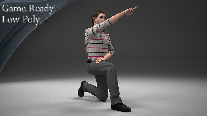 Male Character hair card Low-poly 3D model