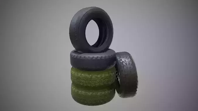 Low poly Tire 04 PBR Game-ready  
