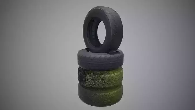 Low poly explosive Tires pack PBR Game-ready  