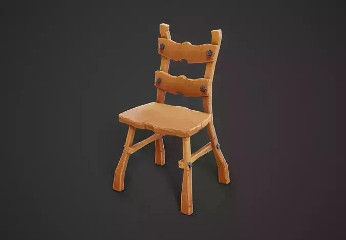 Stylized Chair PBR Game Ready Low-poly 3D model