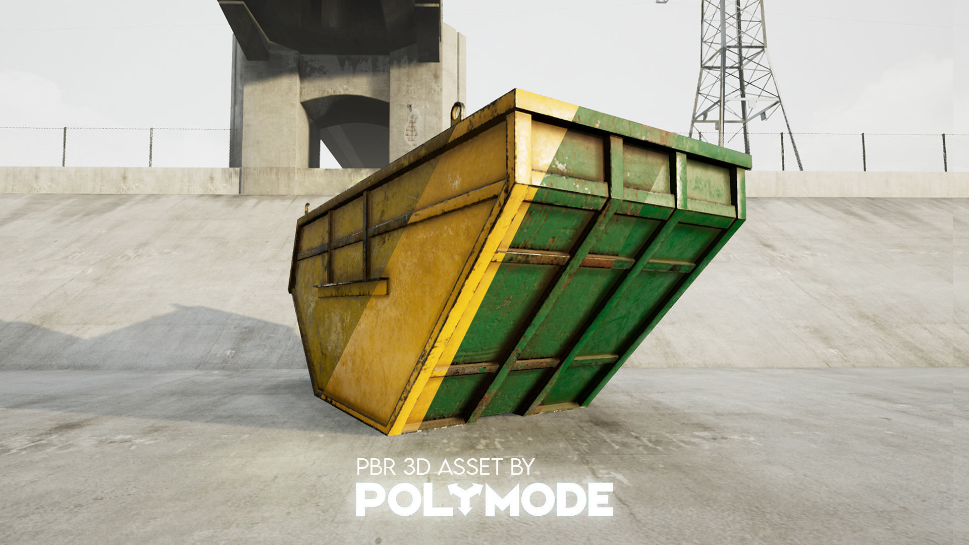 Low poly Industrial Dumpster 01 PBR Game-ready Low-poly 3D model_1