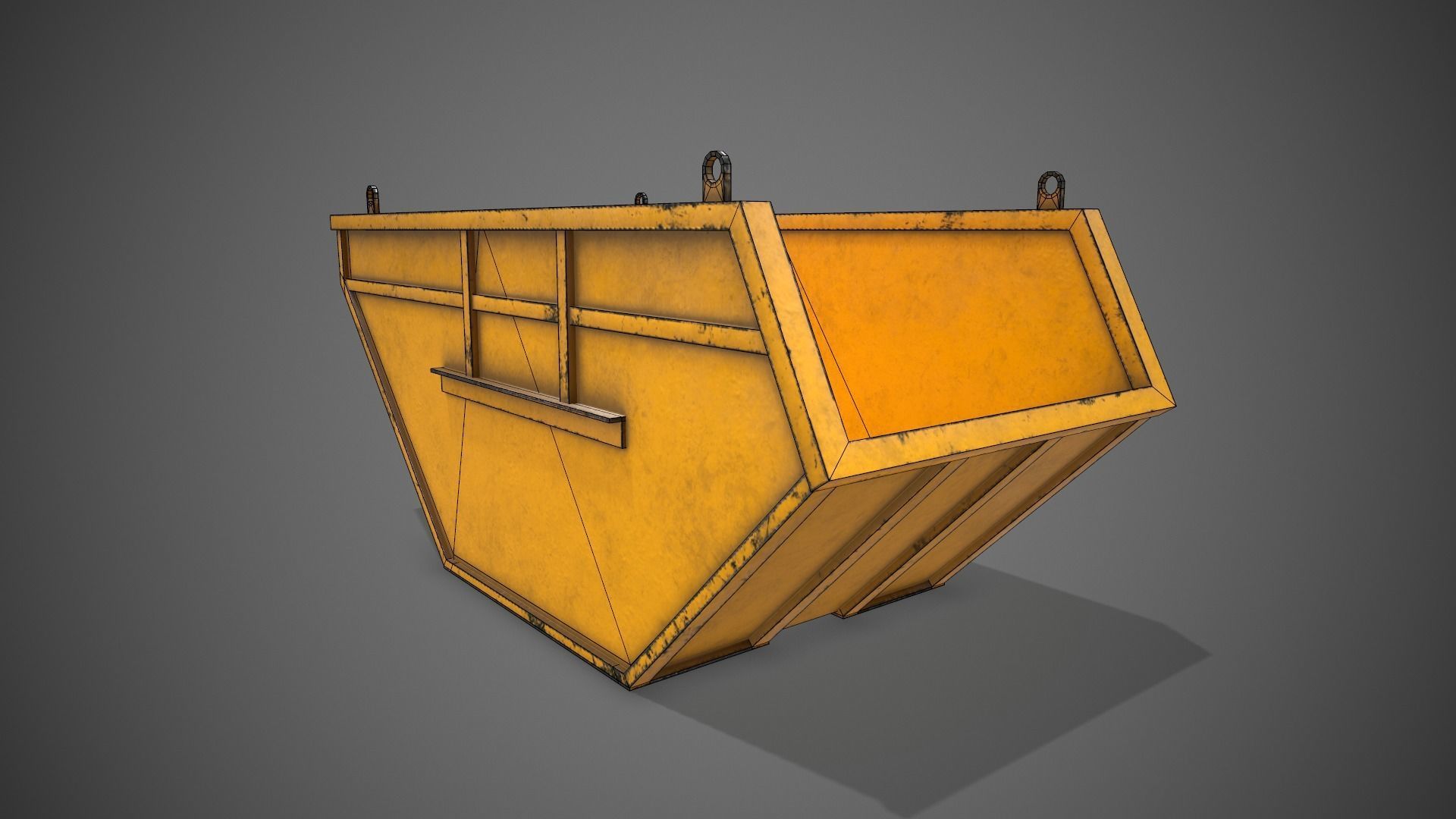 Low poly Industrial Dumpster 01 PBR Game-ready Low-poly 3D model_11