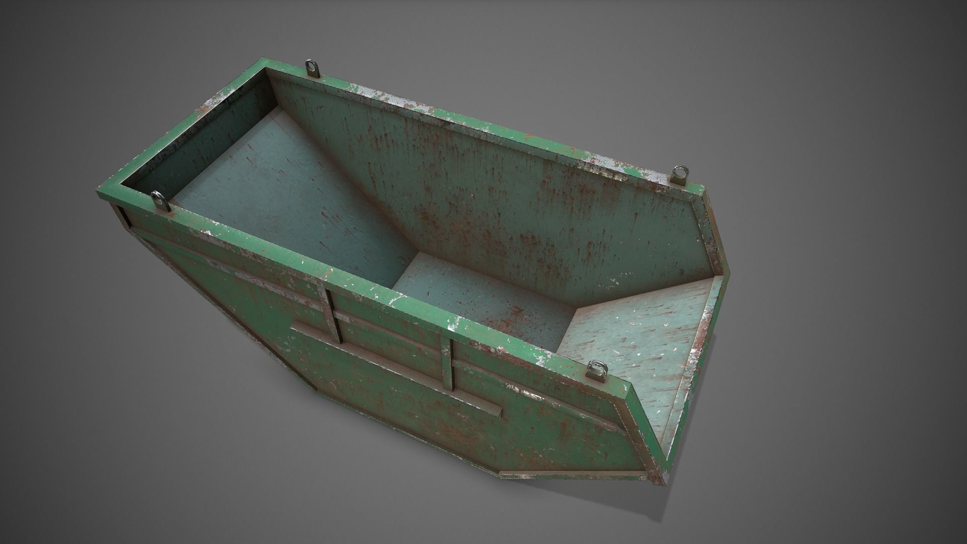Low poly Industrial Dumpster 01 PBR Game-ready Low-poly 3D model_6