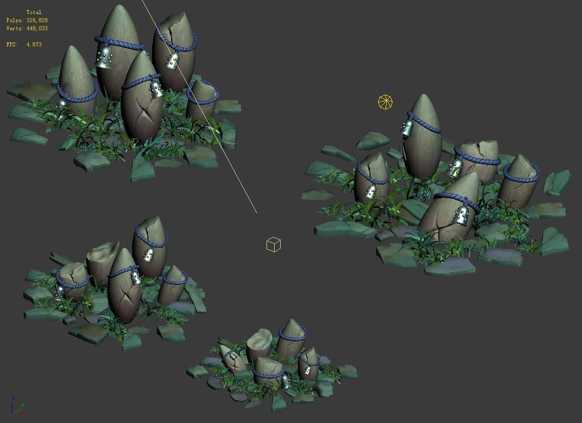 Cartoon Edition - Ancient Stone Stone Totem 3D model_4