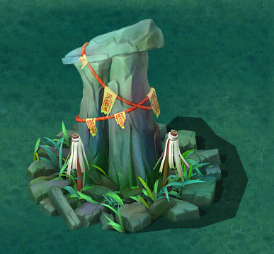 Cartoon version - the town of soul stone pillars 3D model_3