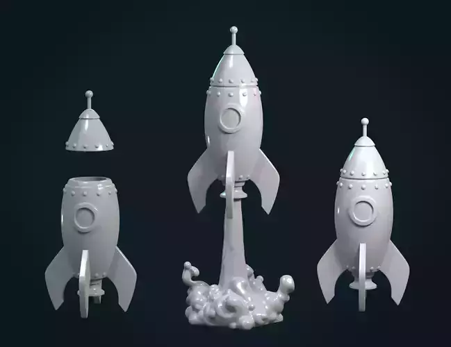 Cartoon Rocket 3D print model