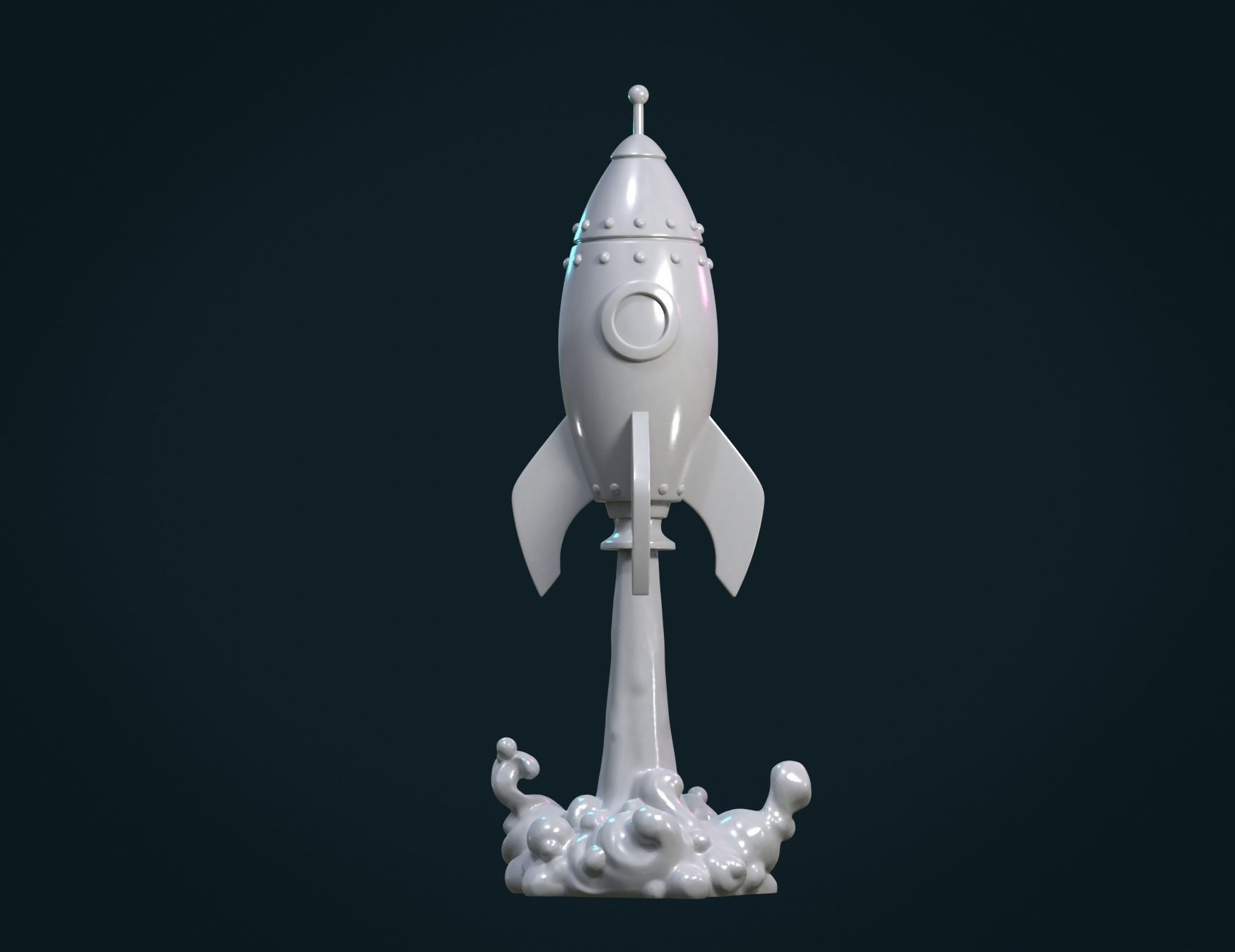 Cartoon Rocket 3D print model_2