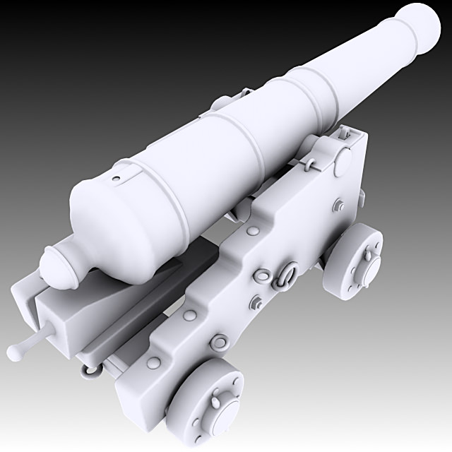 24 Pounder Naval Cannon 3D model_8