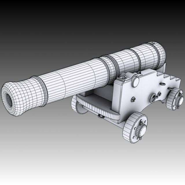 24 Pounder Naval Cannon 3D model_1
