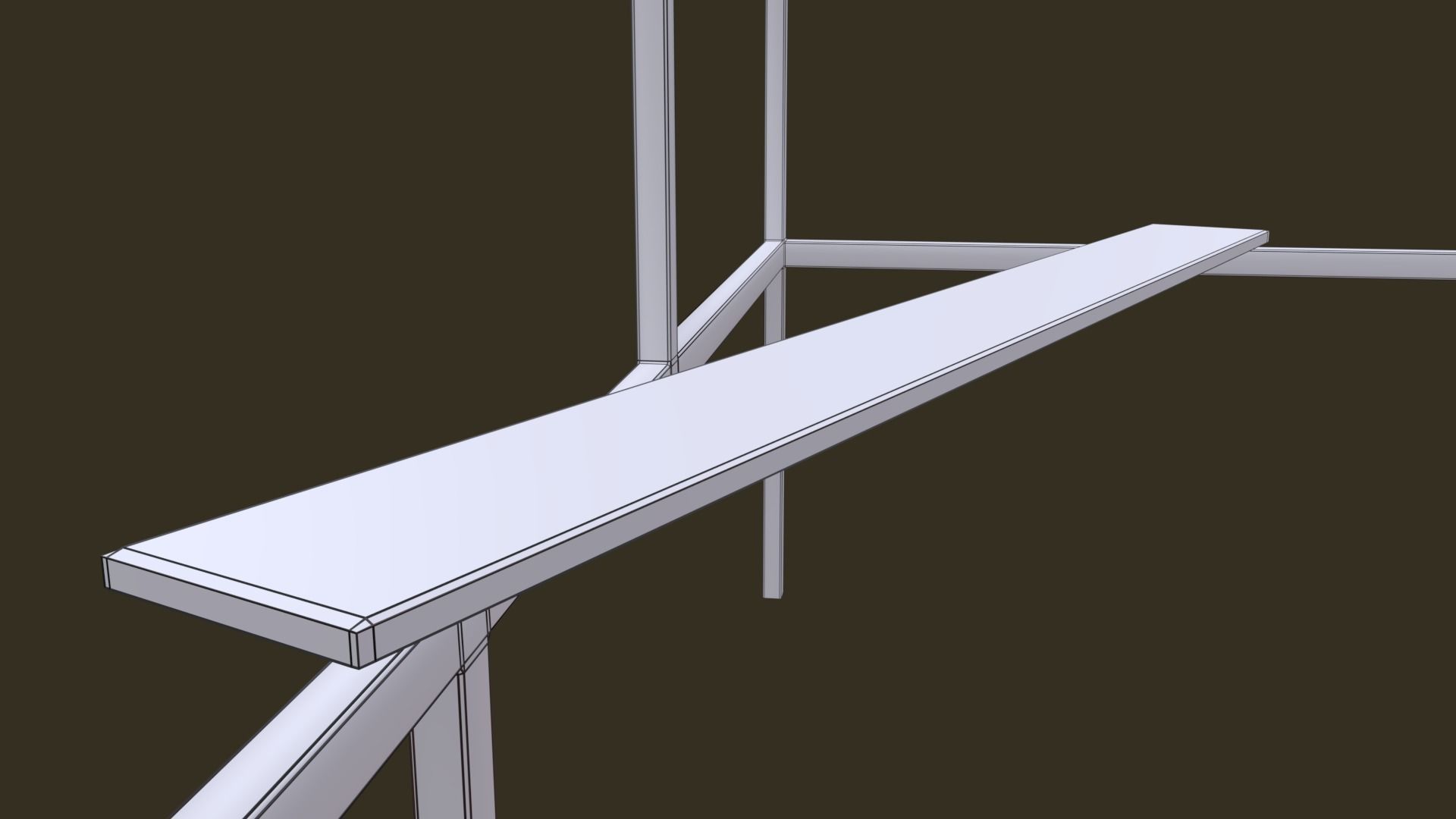 Bus Shelter with Metal Frame Blue Sheet Makeshift Plank Seats Low-poly 3D model_15