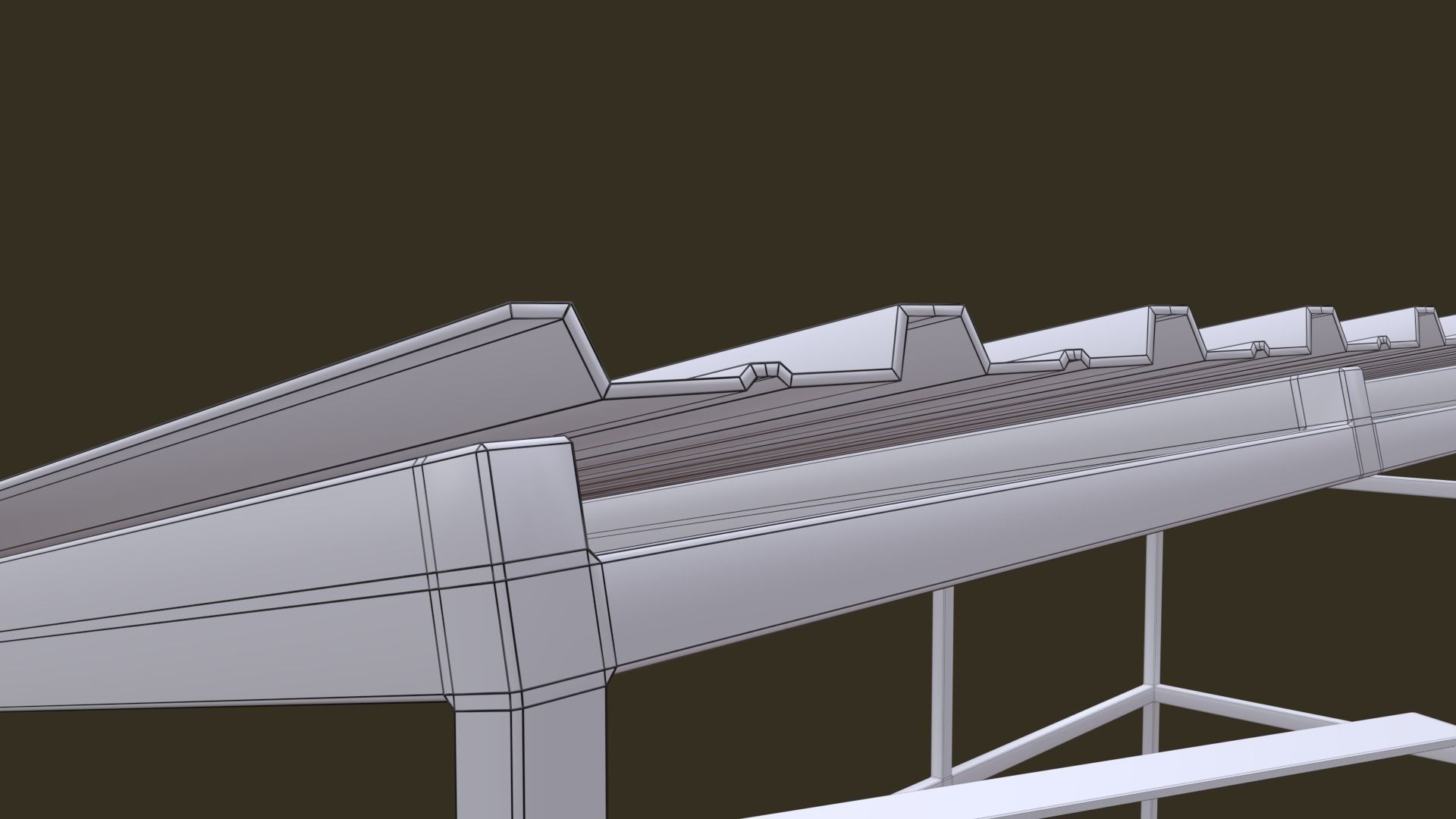 Bus Shelter with Metal Frame Blue Sheet Makeshift Plank Seats Low-poly 3D model_17