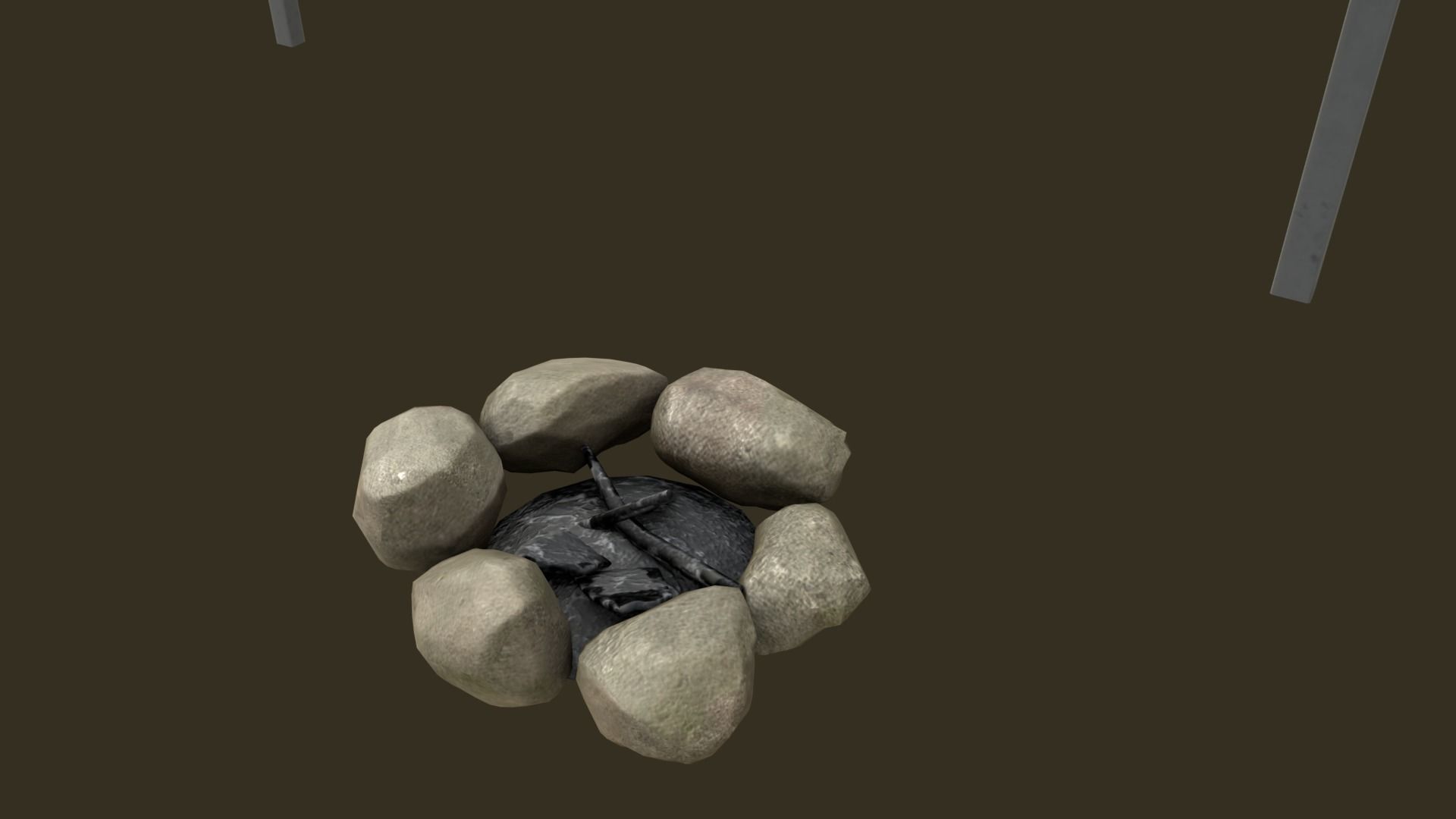 Bus Shelter with Metal Frame Blue Sheet Makeshift Plank Seats Low-poly 3D model_8