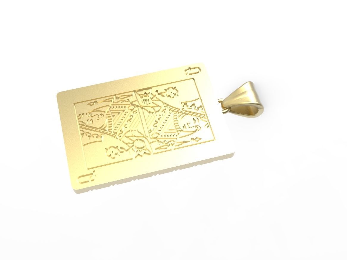 Playing card Queen pendant 3D print model_4