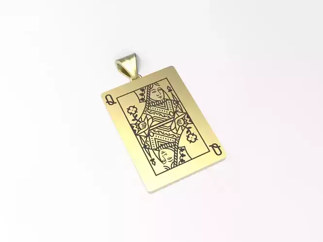 Playing card Queen pendant