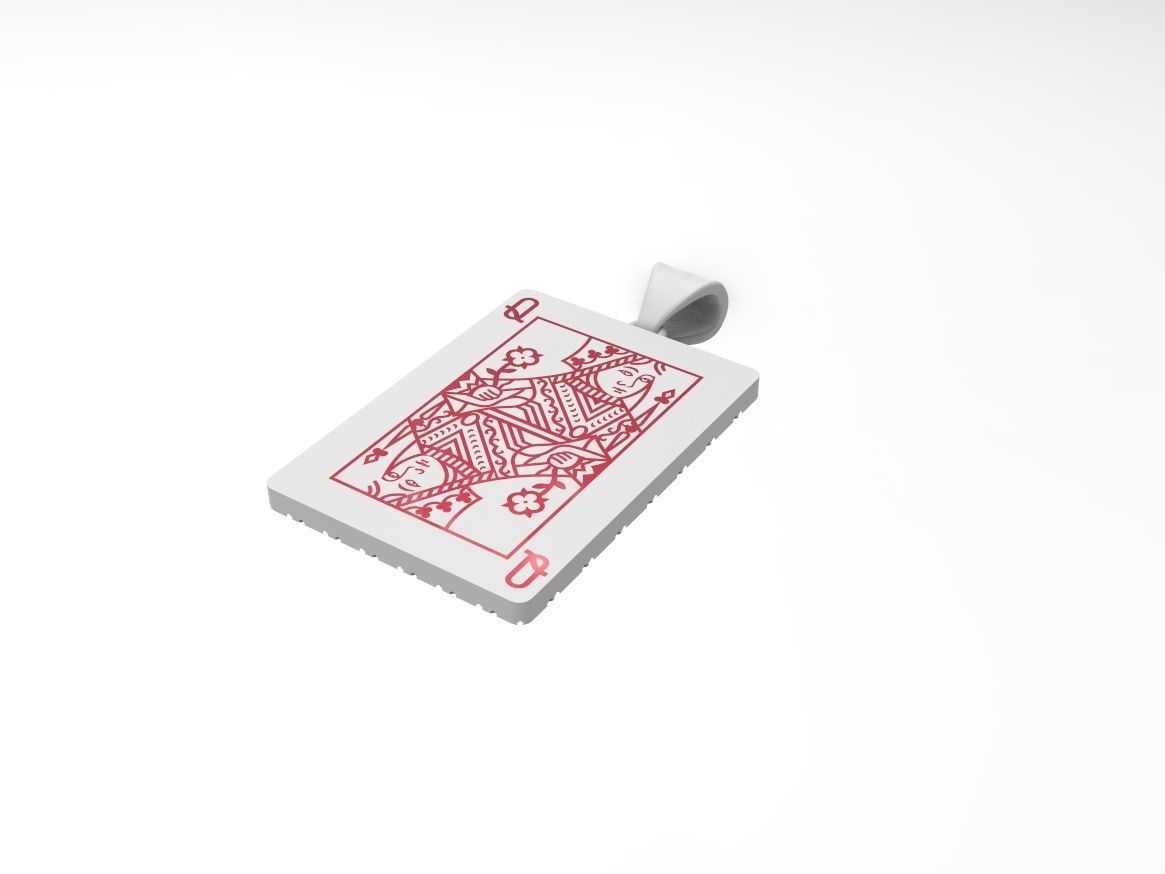 Playing card Queen pendant 3D print model_10