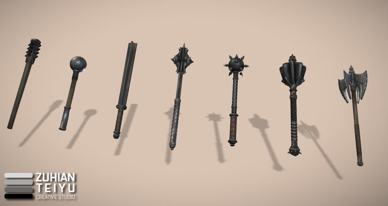 Ancient War Weapons Low-poly 3D model_3