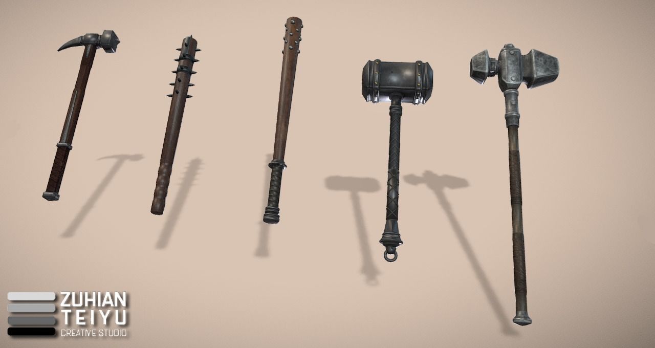 Ancient War Weapons Low-poly 3D model_2